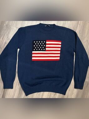 Navy American Flag Crewneck Sweater - Brandy Melville